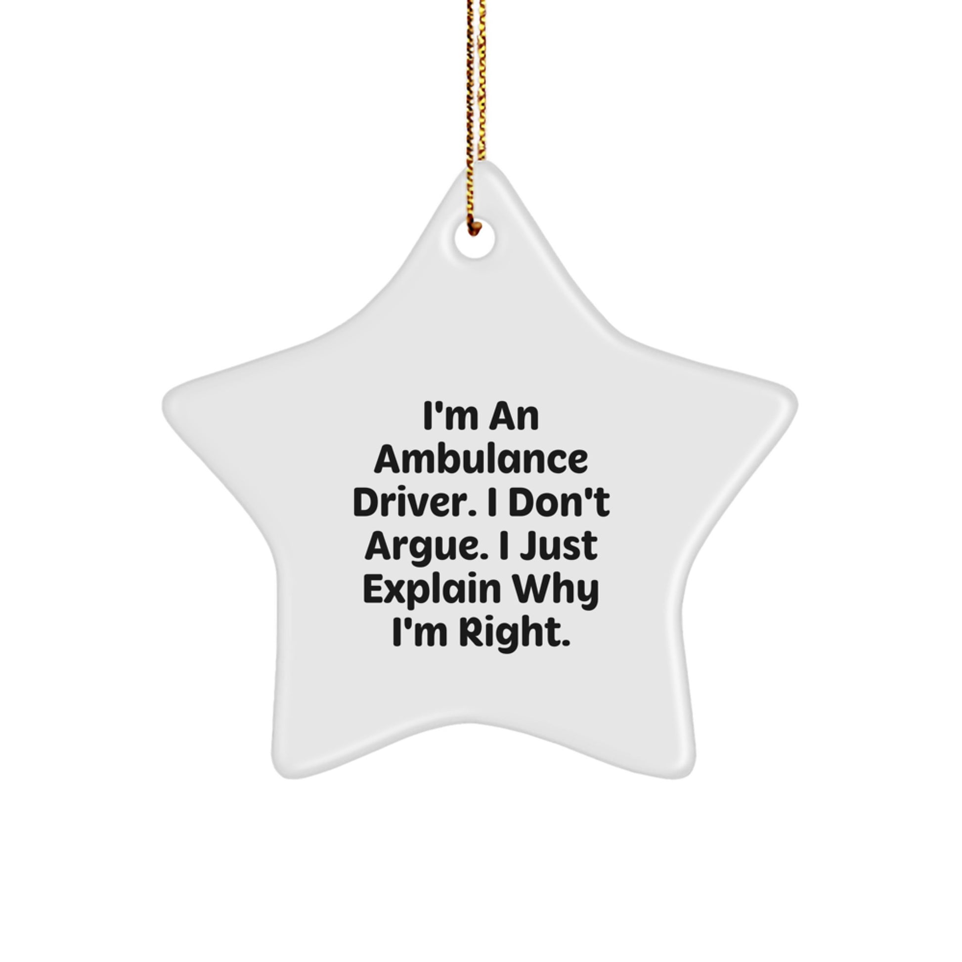 Funny Ambulance Driver Gifts from Family, Ambulance Driver Star Ornament, Inspirational Christmas Unique Gifts for Ambulance Driver - Image 1
