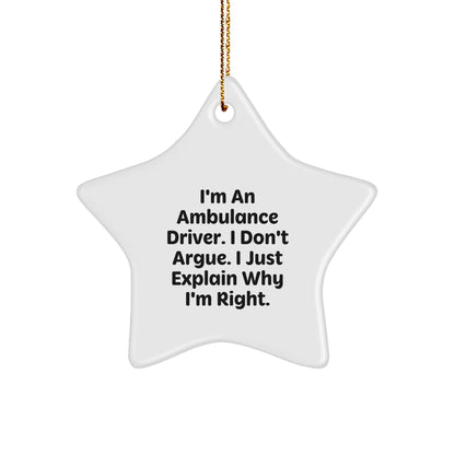 Funny Ambulance Driver Gifts from Family, Ambulance Driver Star Ornament, Inspirational Christmas Unique Gifts for Ambulance Driver - Image 1