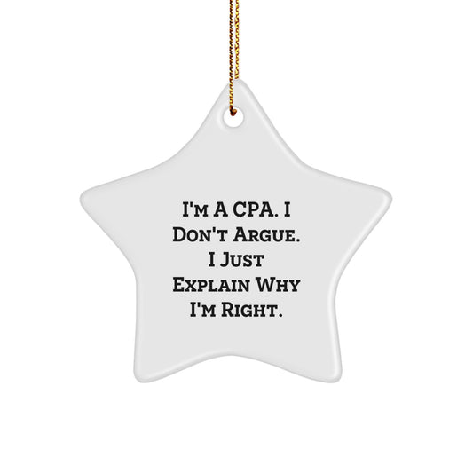 Funny CPA Star Ornament Gifts from Friends and Family for Christmas Decor - Image 1