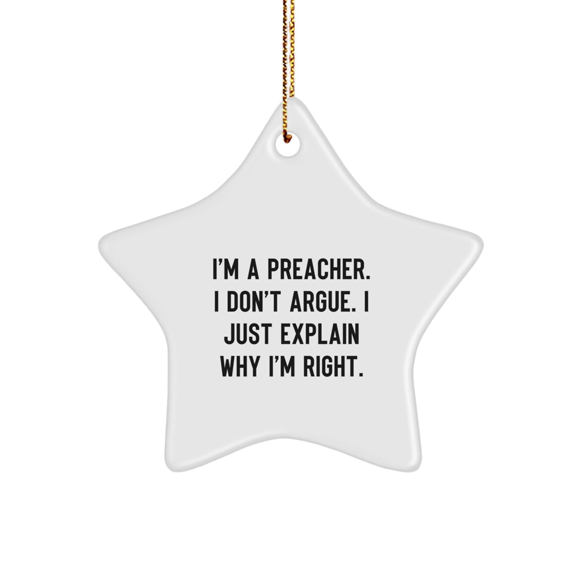 Funny Preacher Star Ornament, Gifts from Men, Women, or Family to Preacher, Christmas Unique Gifts - Image 1