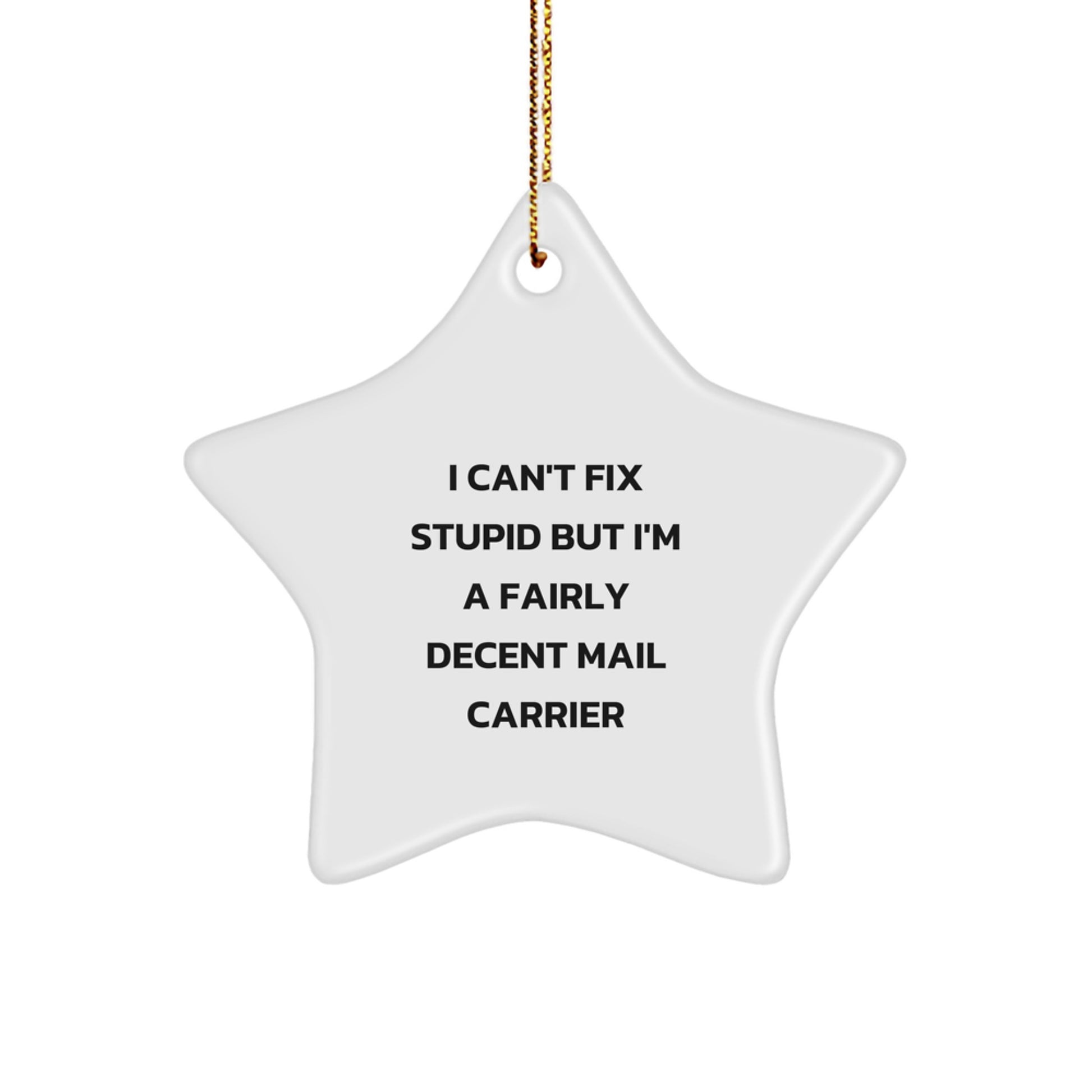 Funny Mail Carrier Gifts from Christmas Star Ornament for Friends, I Can't Fix Stupid But I'm A Decent Mail Carrier Humor Christmas Unique Gifts for Mail Carrier - Image 1