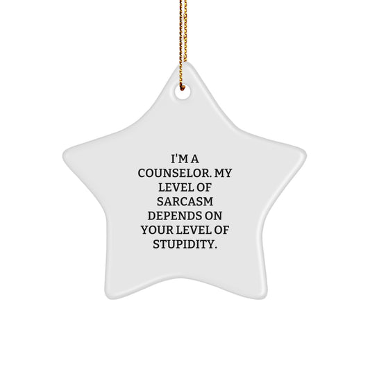 Funny Counselor Gifts from Men - Christmas Unique Star Ornament for Counselor Friends - Image 1