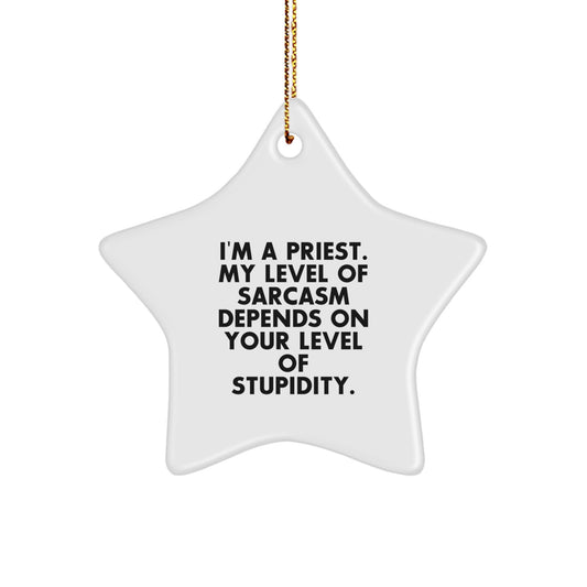 Funny Priest Gifts - I'm A Priest Star Ornament for Priest Men Friends Family - White Star Shaped MDF Christmas Unique Gifts from Men to Priest - Image 1
