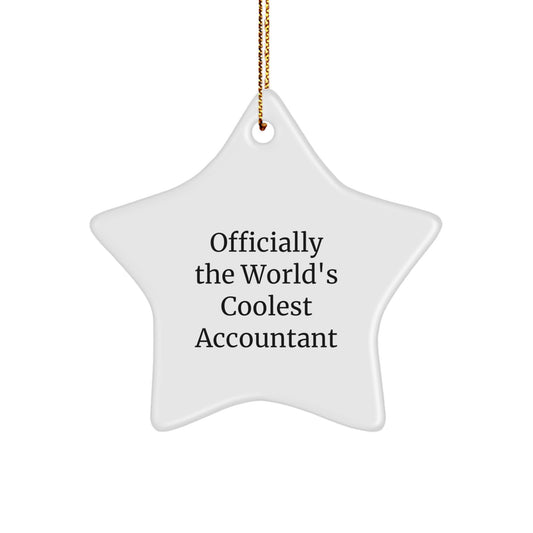 Funny Accountant Gifts from Friends, Unique Christmas Unique Gifts for Accountant Men, 'Officially The World's Coolest Accountant' Star Ornament - Image 1