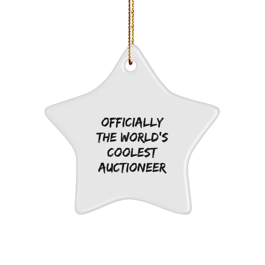 Funny Christmas Unique Gifts from Friends for Auctioneer Star Ornament, Officially The World's Coolest Auctioneer Inspired Star Shaped MDF Decor - Image 1