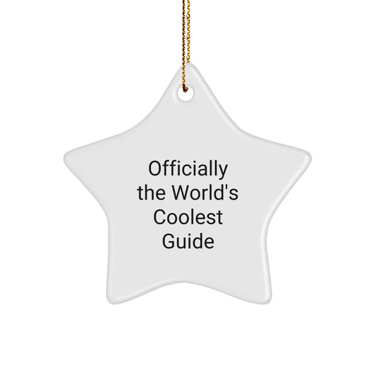 Officially the World's Coolest Guide Gifts from Friends for Guide Enthusiasts - Star Ornament, Funny Quote, White, 3.25'' Tall, Christmas Unique Gifts