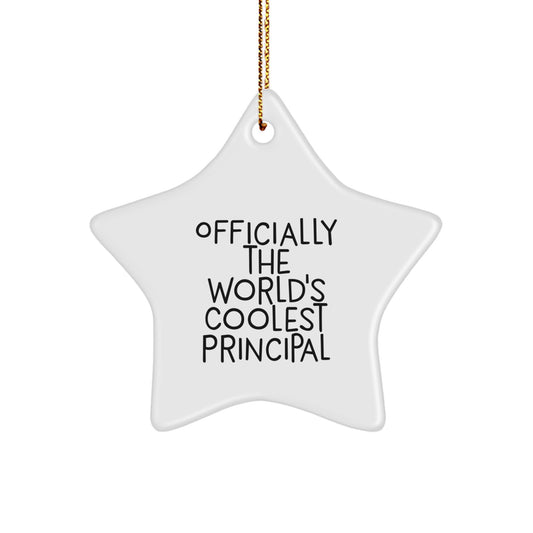 Funny Principal Gifts from Men to Principal, Christmas Unique Star Ornament 'Officially The World's Coolest Principal', Perfect for Principal Enthusiasts - Image 1