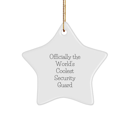Funny Security Guard Star Ornament, Gifts from Family for Christmas Unique Gifts, Officially 'The World's Coolest Security Guard' Star Decoration - Image 1