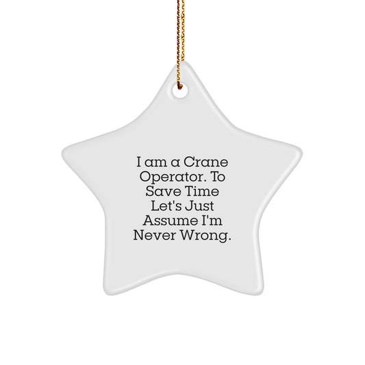 Funny Crane Operator Gifts for Men, Star Ornament Present from Family to Friends on Christmas Unique - Image 1