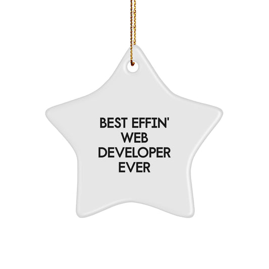 Funny Web Developer Christmas Unique Gifts from Friends for Men Star Ornament Best Effin' Quote Ever - Image 1