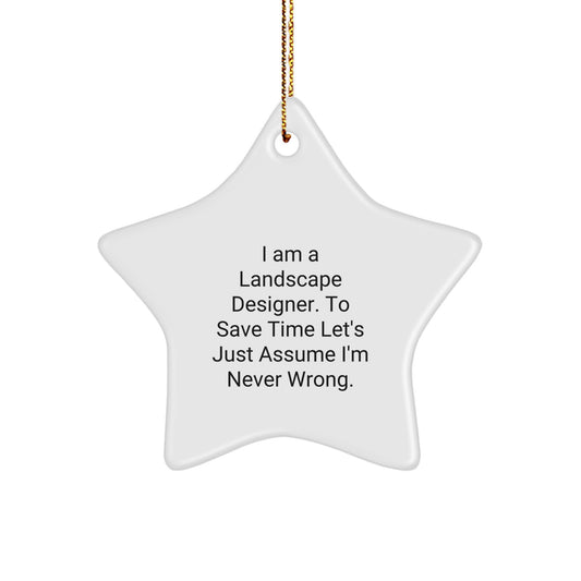 Funny Landscape Designer Gifts from Friends, Star Ornament for Christmas Unique Gifts, I 'm Never Wrong - White Star Shaped Decoration - Image 1