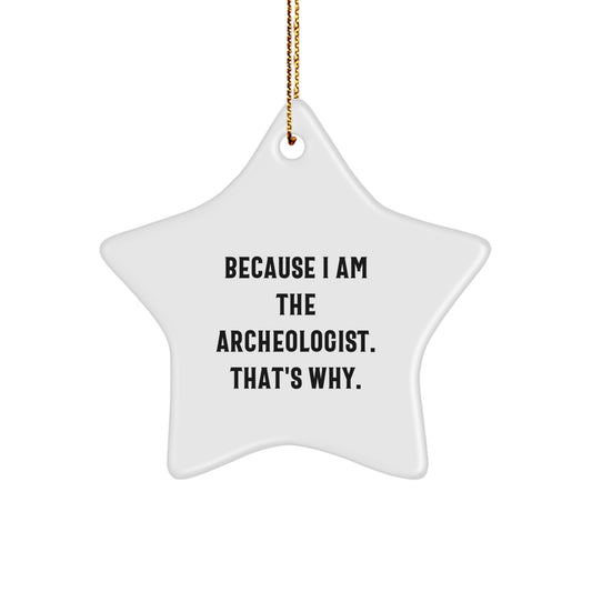 Funny Archeologist Gifts from Men to Archeologist Friends, Star Ornament Because I Am The Archeologist. That's Why., Christmas Unique - Image 1