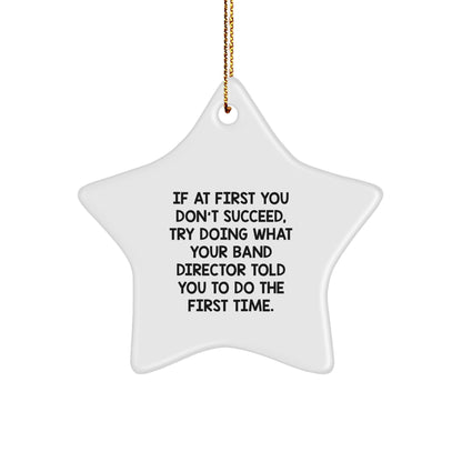 Funny Band Director Gifts for Men, White Star Ornament from Family - Christmas Unique Gifts with Inspirational Quote - Image 1