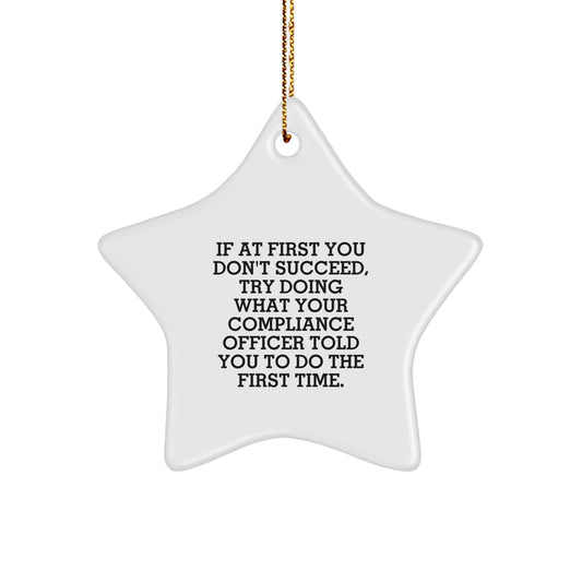 Funny Compliance Officer Gifts, Star Ornament Christmas Unique Gifts from Friends, Gifts for Compliance Officer Men Women Coworkers - Image 1
