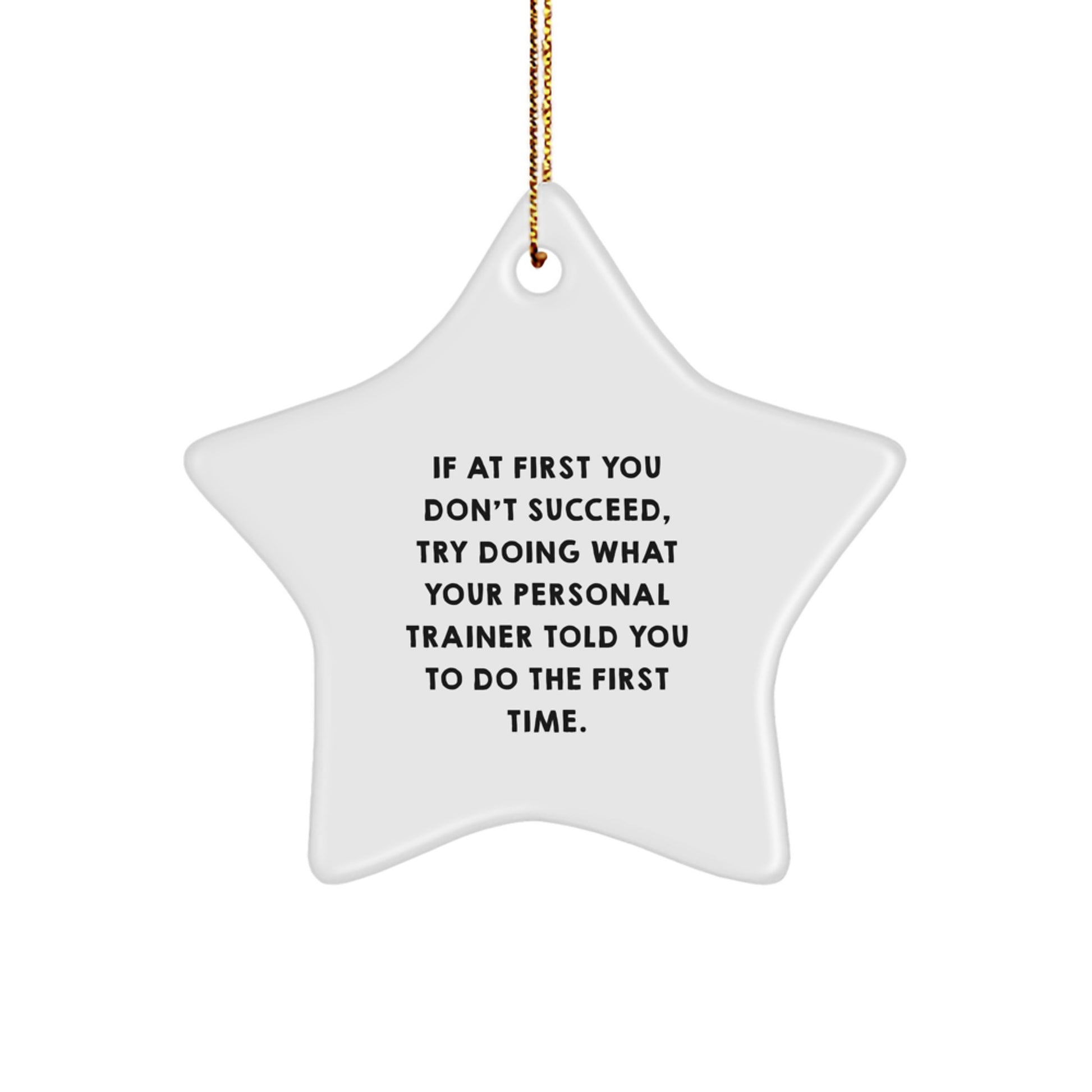 Funny Personal Trainer Gifts for Men by Friends - 'If At First You Don't Succeed, Try Doing What Your Personal Trainer Told You To Do The First Time.' Star Ornament, Christmas Unique Gift - Image 1