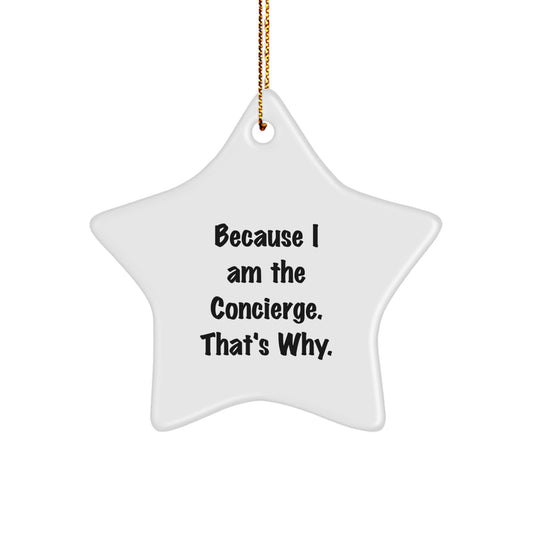 Funny Concierge Gifts from Friends - Concierge Star Ornament Because I Am The Concierge. That's Why. Christmas Unique Gifts - Image 1