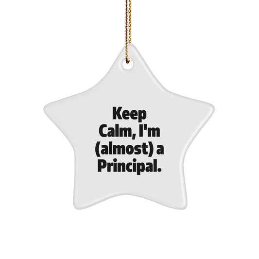 Funny Principal Gifts from Men to Friends, Star Ornament, Keep Calm I'm Almost A Principal, Christmas Unique Gifts - Image 1