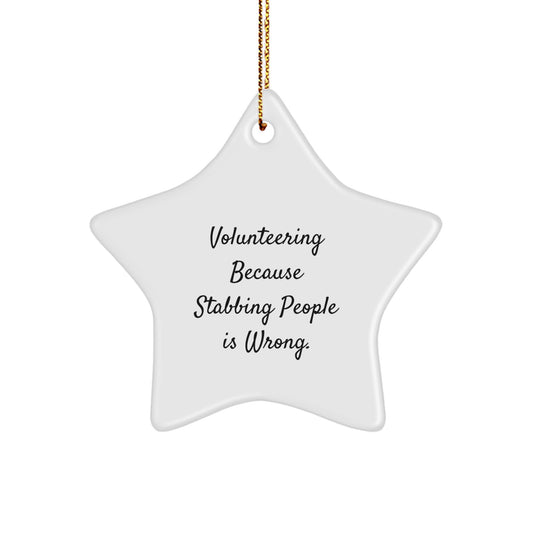 Gifts from Friends for Volunteering Men - Funny White Star Ornament with Gold Cord - Christmas Unique Gifts - Image 1
