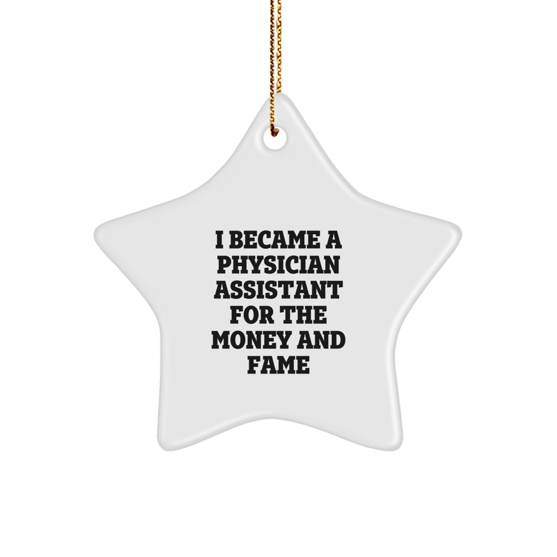 Funny Gifts from Family for Physician Assistant Star Ornament - 'I Became A Physician Assistant For The Money And Fame' Christmas Unique Gifts for Men Women Friends Coworkers - Image 1
