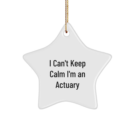 Funny Actuary Gifts for Men - 'I Can't Keep Calm I'm An Actuary' Star Ornament, Christmas Unique Gifts from Family, Friends, Coworkers - Image 1