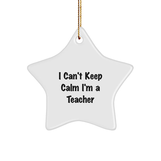 Funny Teacher Gifts for Men Women Friends Family - 'I Cant Keep Calm I'm A Teacher' Star Ornament, Christmas Unique Gifts from Coworkers - Image 1