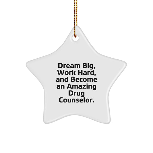 Inspirational Drug Counselor Gifts, Amazing Star Ornament for Christmas, 'Dream Big, Work Hard, And Become An Amazing Drug Counselor' Quote, Gifts from Family, for the Special Drug Counselor
