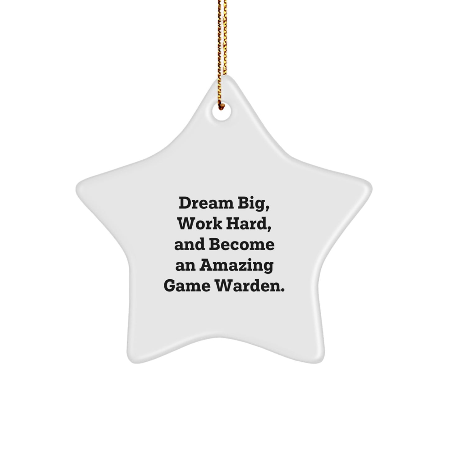Gifts from Family, 'Dream Big, Work Hard, And Become An Amazing Game Warden.' Inspirational Star Ornament for Game Wardens, Christmas Unique Gifts for Men, Women, Friends, Coworkers, Family - Image 1