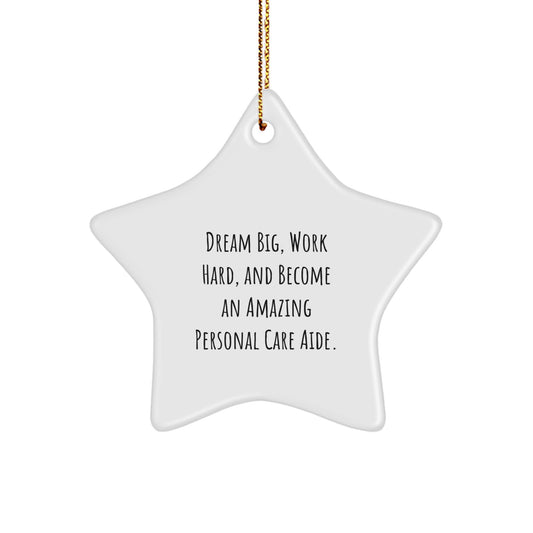 Gifts from Family to Personal Care Aide, Inspirational Star Ornament, 'Dream Big, Work Hard, And Become An Amazing Personal Care Aide', Christmas Unique Gifts