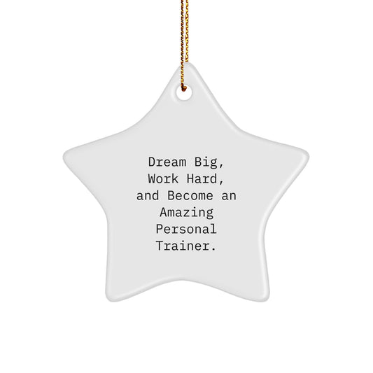 Personal Trainer Star Ornament Gifts from Friends for Christmas - 'Dream Big, Work Hard, And Become An Amazing Personal Trainer.' - Image 1