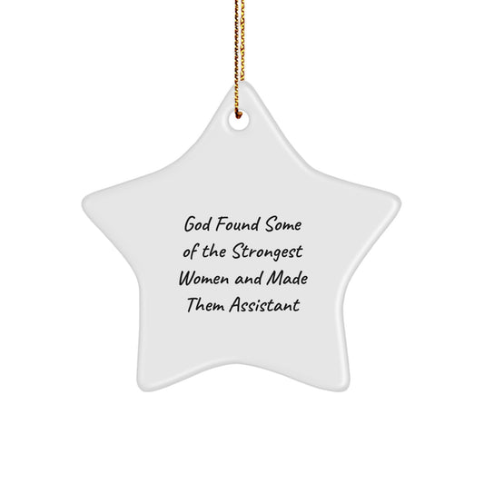 Gifts from Friends for Assistant - Funny Quote Star Ornament, White Star Shaped, Christmas Unique Gifts, Assistant Office Decor - Image 1