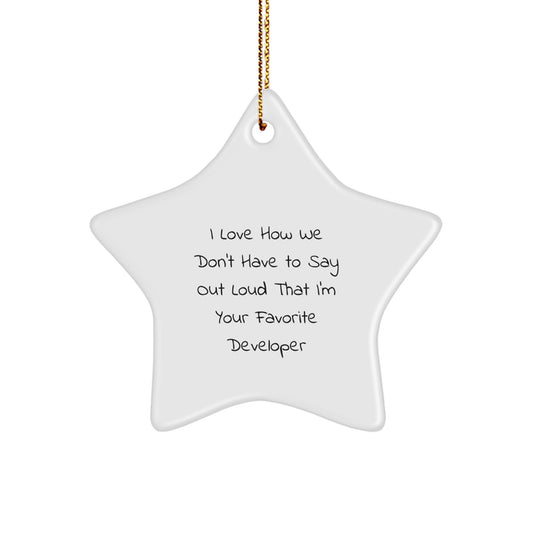 Funny Quote Developer Gifts, Star Ornament for Office Christmas Decor, Inspirational Star Shaped MDF Wood, Gifts from Friends to Favorite Developer - Image 1