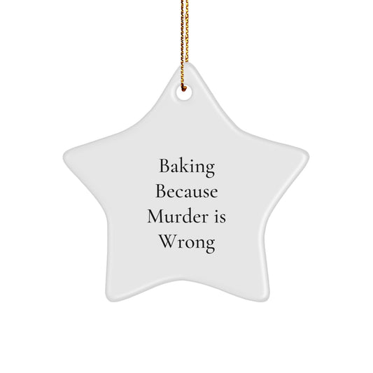Funny Baking Star Ornament Gifts from Friends and Family for Christmas, Baking Enthusiasts, Star Shaped Decorations, White Color, MDF Material, Sublimation Printing, Gift for Baking Lovers - Image 1