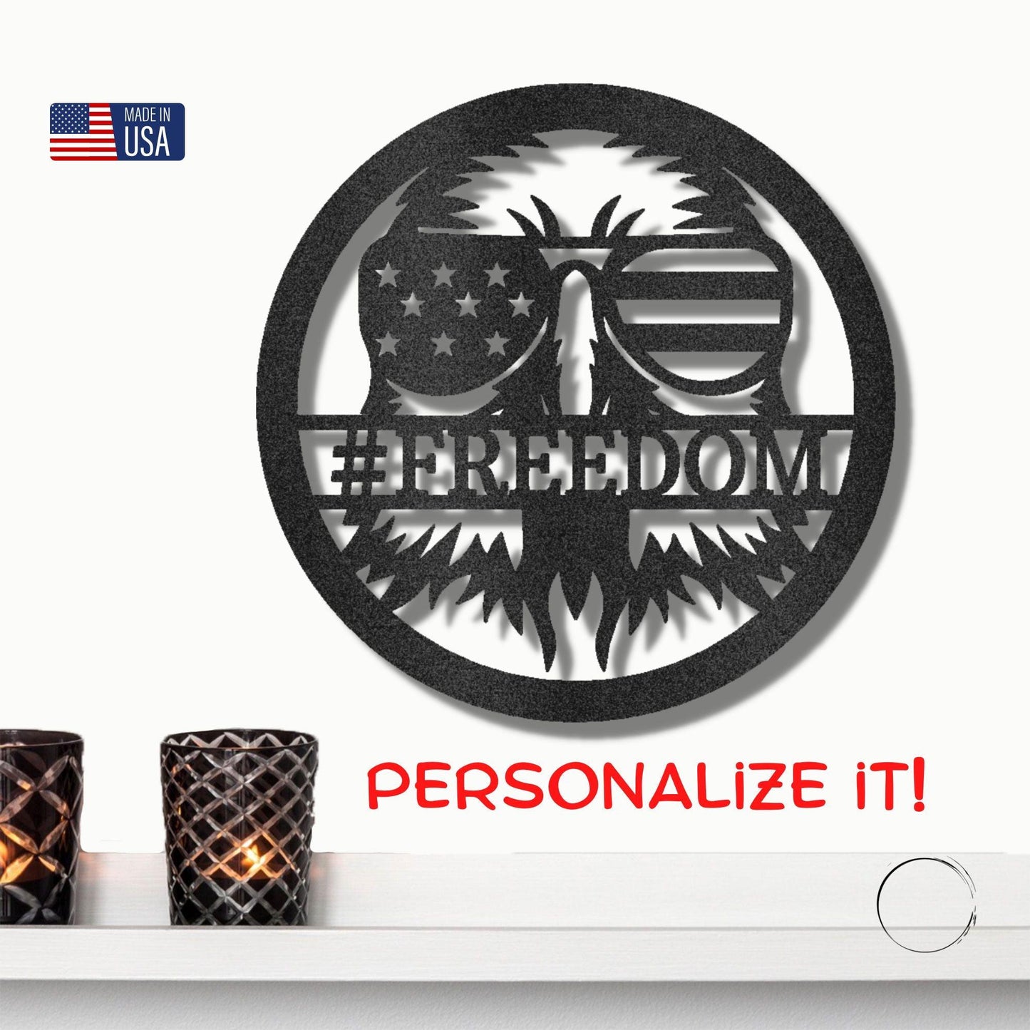 Stars, Stripes, and Soaring Pride: Handcrafted Patriotic Eagle Metal Wall Art - Mallard Moon Gift Shop