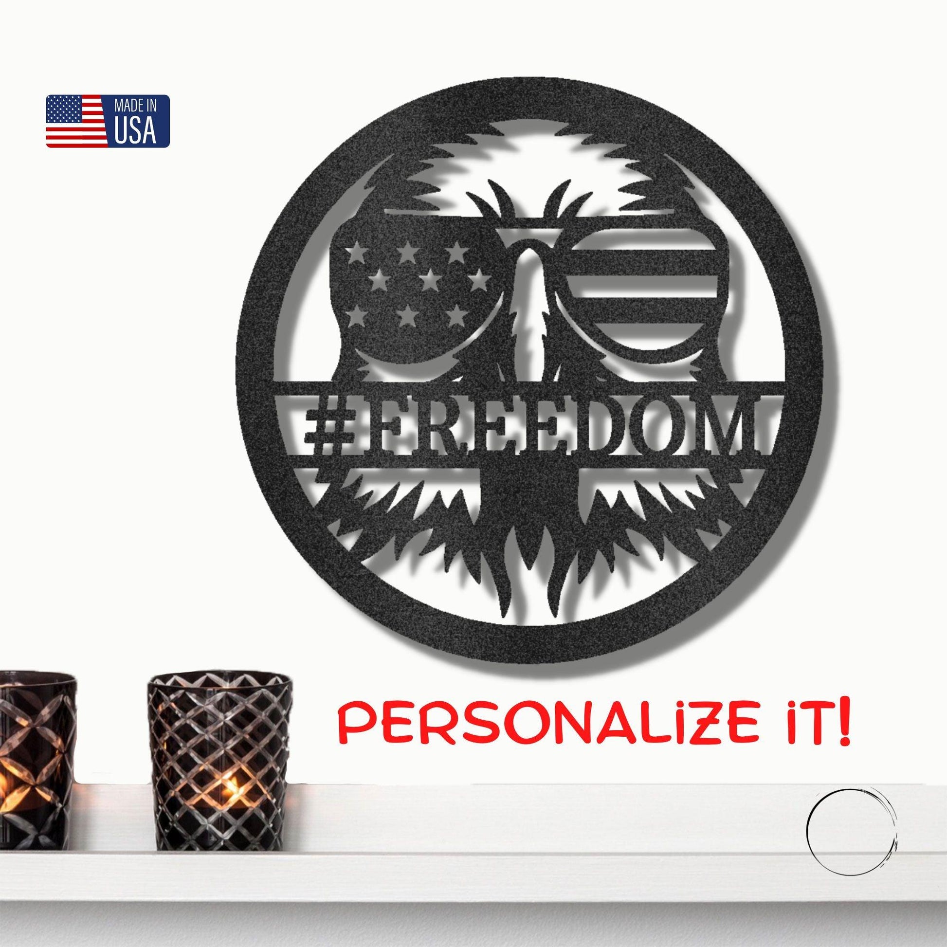 Stars, Stripes, and Soaring Pride: Handcrafted Patriotic Eagle Metal Wall Art - Mallard Moon Gift Shop