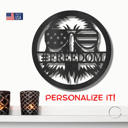 Stars, Stripes, and Soaring Pride: Handcrafted Patriotic Eagle Metal Wall Art - Mallard Moon Gift Shop