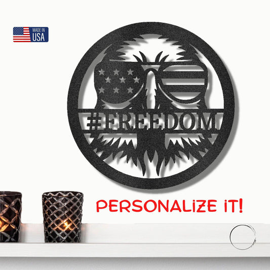 Stars, Stripes, and Soaring Pride: Handcrafted Patriotic Eagle Metal Wall Art - Mallard Moon Gift Shop