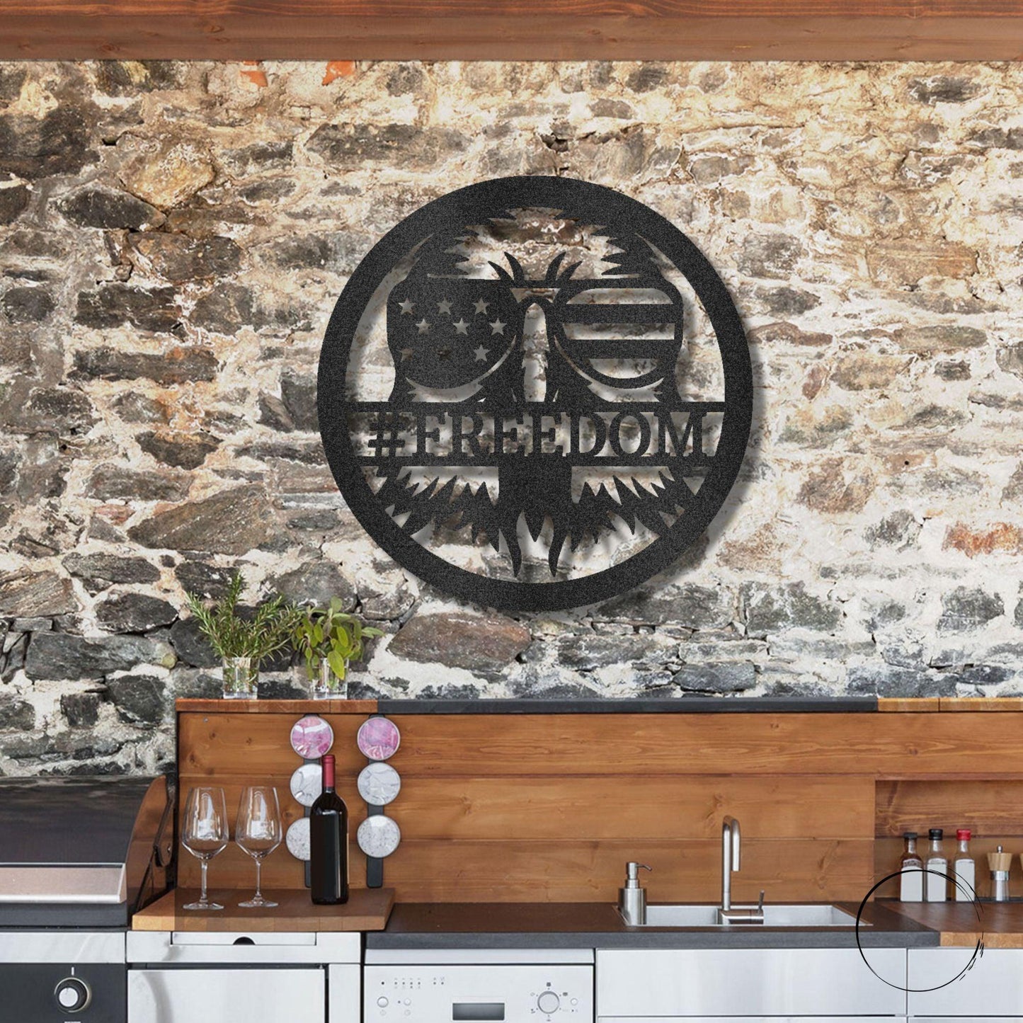 Stars, Stripes, and Soaring Pride: Handcrafted Patriotic Eagle Metal Wall Art - Mallard Moon Gift Shop