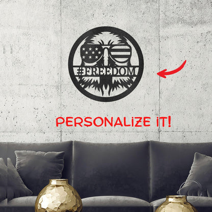 Stars, Stripes, and Soaring Pride: Handcrafted Patriotic Eagle Metal Wall Art - Mallard Moon Gift Shop