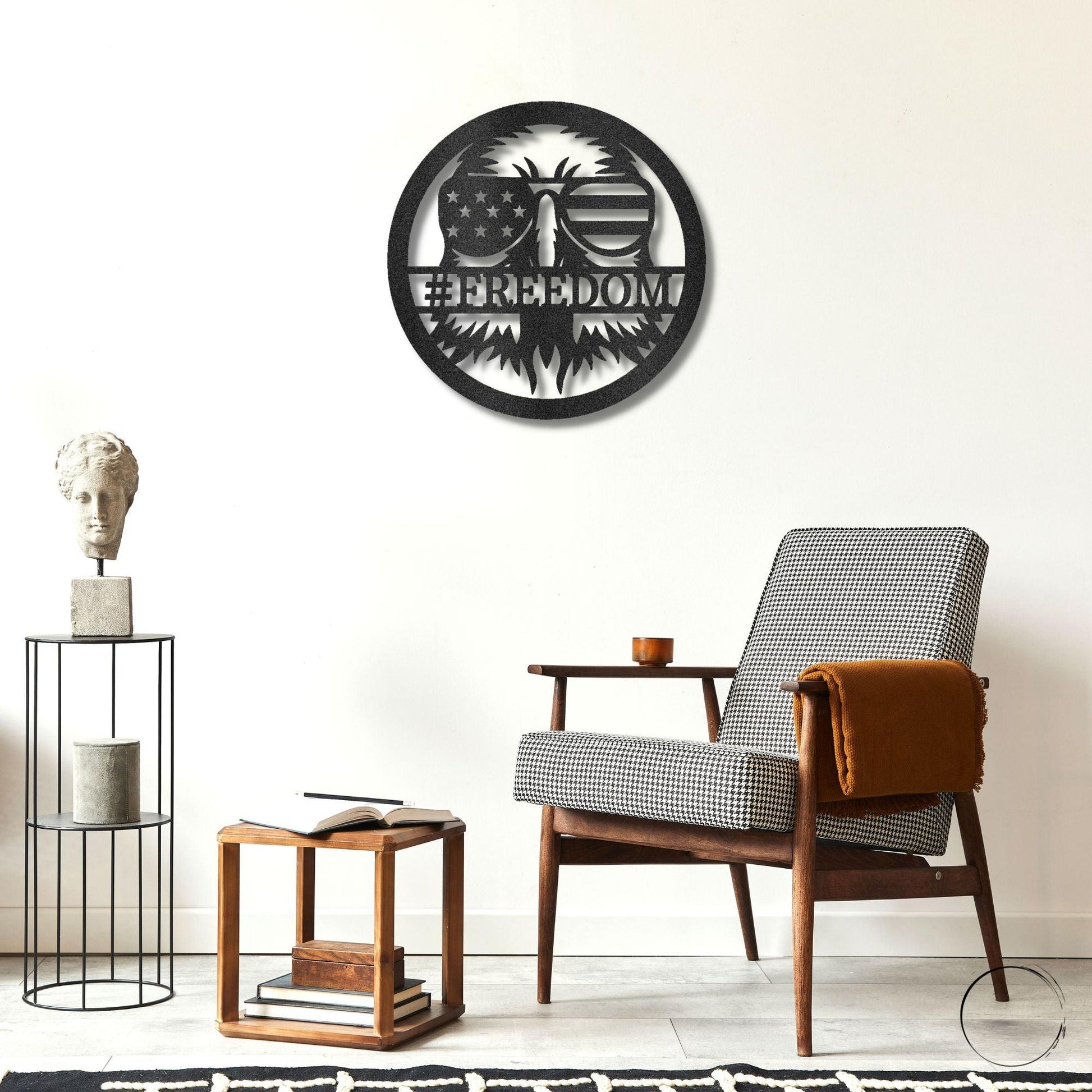 Stars, Stripes, and Soaring Pride: Handcrafted Patriotic Eagle Metal Wall Art - Mallard Moon Gift Shop