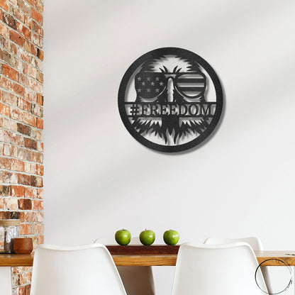 Stars, Stripes, and Soaring Pride: Handcrafted Patriotic Eagle Metal Wall Art - Mallard Moon Gift Shop