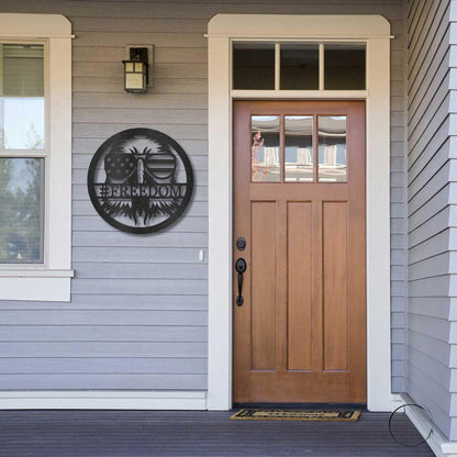 Stars, Stripes, and Soaring Pride: Handcrafted Patriotic Eagle Metal Wall Art - Mallard Moon Gift Shop