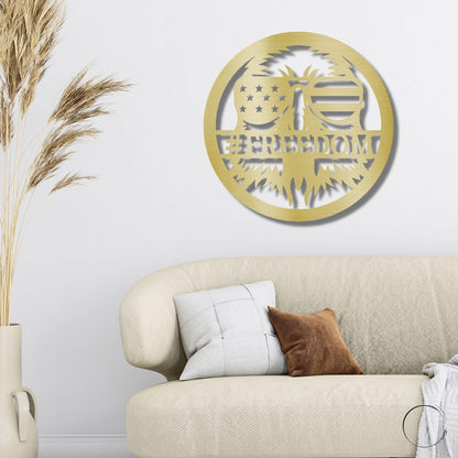 Stars, Stripes, and Soaring Pride: Handcrafted Patriotic Eagle Metal Wall Art - Mallard Moon Gift Shop