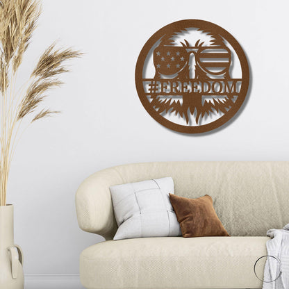 Stars, Stripes, and Soaring Pride: Handcrafted Patriotic Eagle Metal Wall Art - Mallard Moon Gift Shop