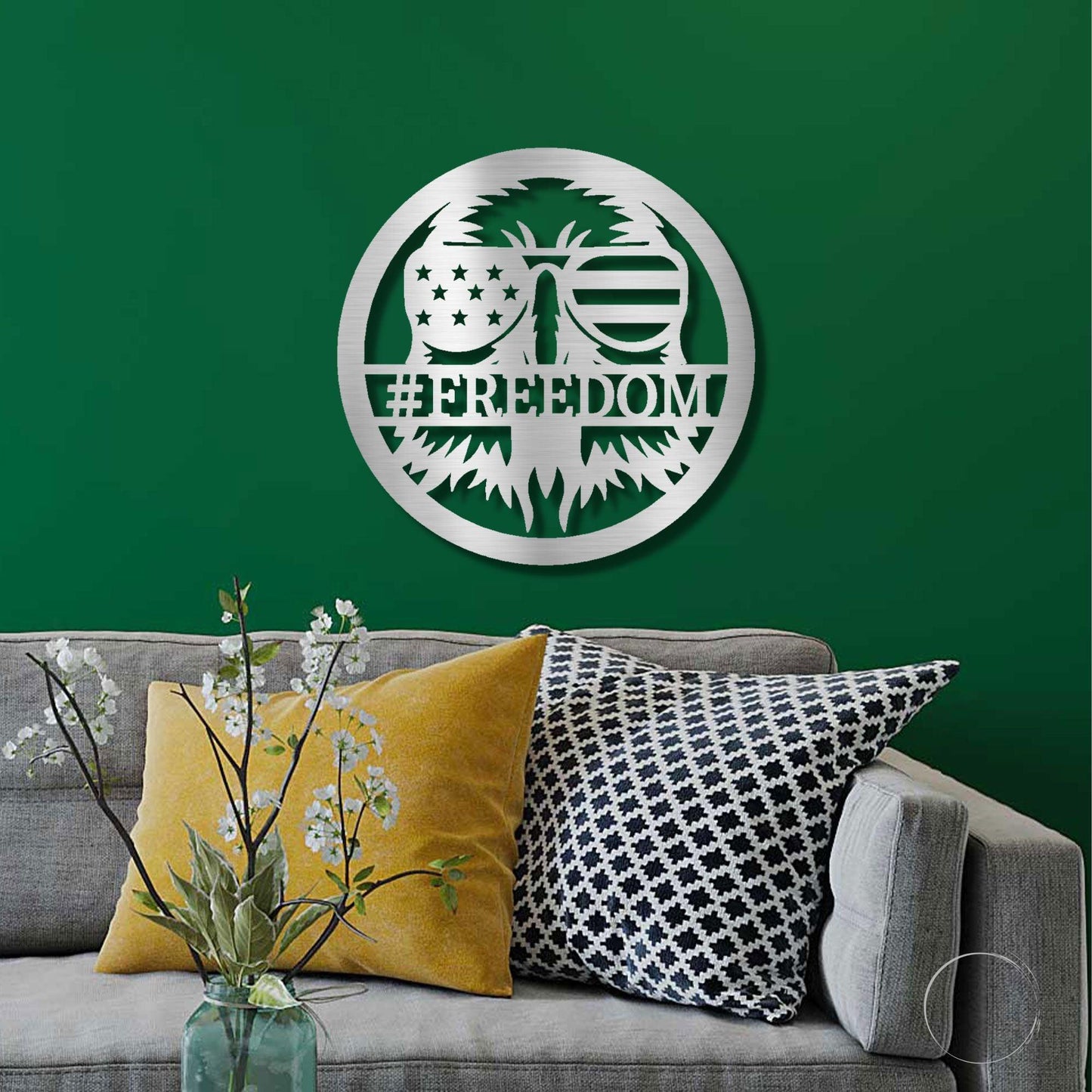 Stars, Stripes, and Soaring Pride: Handcrafted Patriotic Eagle Metal Wall Art - Mallard Moon Gift Shop