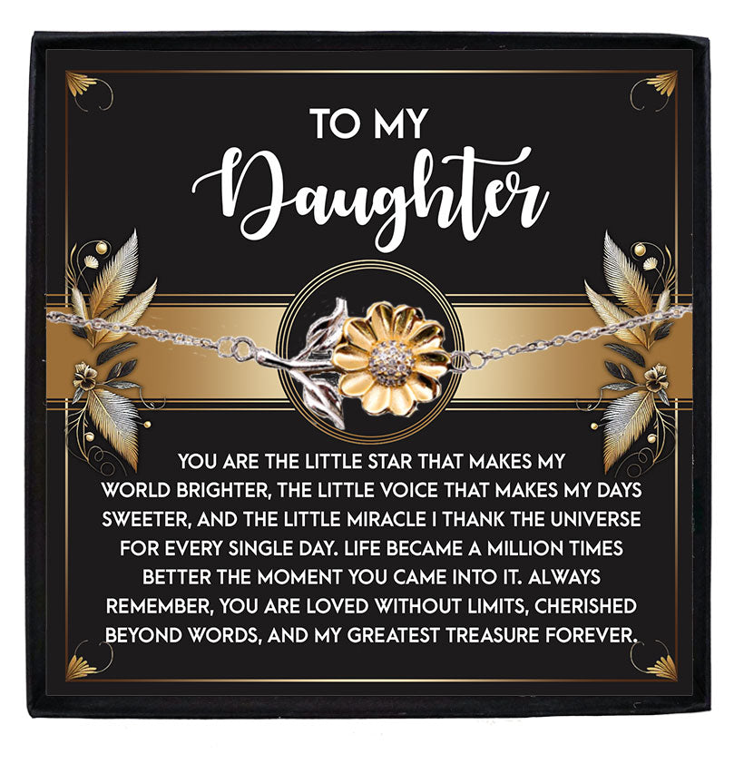 Daughter Sunflower Bracelet – Sterling Silver with 18K Gold-Plated Petals – Meaningful Gift for Birthday, Graduation, Christmas, or Special Occasions - Mallard Moon Gift Shop