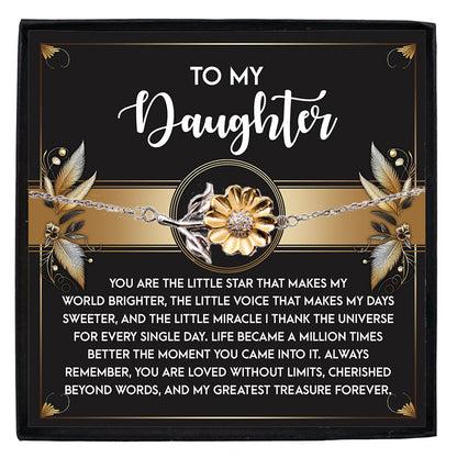 Daughter Sunflower Bracelet – Sterling Silver with 18K Gold-Plated Petals – Meaningful Gift for Birthday, Graduation, Christmas, or Special Occasions - Mallard Moon Gift Shop