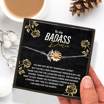 To My Badass Bestie Thank You For the Laughter and Fun Sunflower Bracelet - Mallard Moon Gift Shop