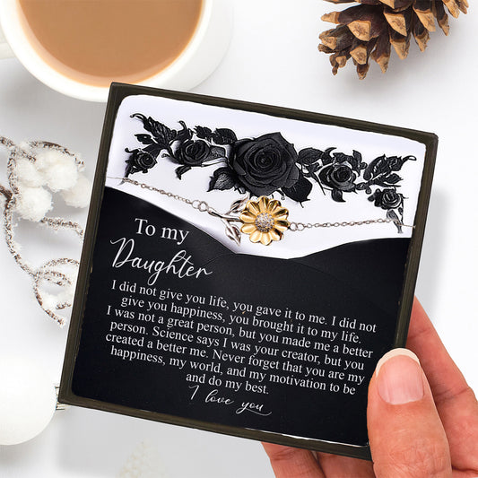 Daughter Sunflower Bracelet – You Made Me a Better Person - Sterling Silver with 18K Gold-Plated Petals – Gift for Teen & Adult Daughters - - Mallard Moon Gift Shop