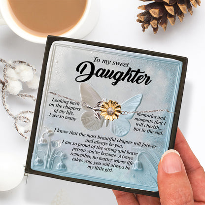 To My Sweet Daughter - You Will Always Be My Little Girl - Gift for Teen & Adult Daughters - Sunflower Bracelet – Sterling Silver with 18K Gold-Plated Petals - Mallard Moon Gift Shop