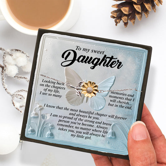 To My Sweet Daughter - You Will Always Be My Little Girl - Gift for Teen & Adult Daughters - Sunflower Bracelet – Sterling Silver with 18K Gold-Plated Petals - Mallard Moon Gift Shop